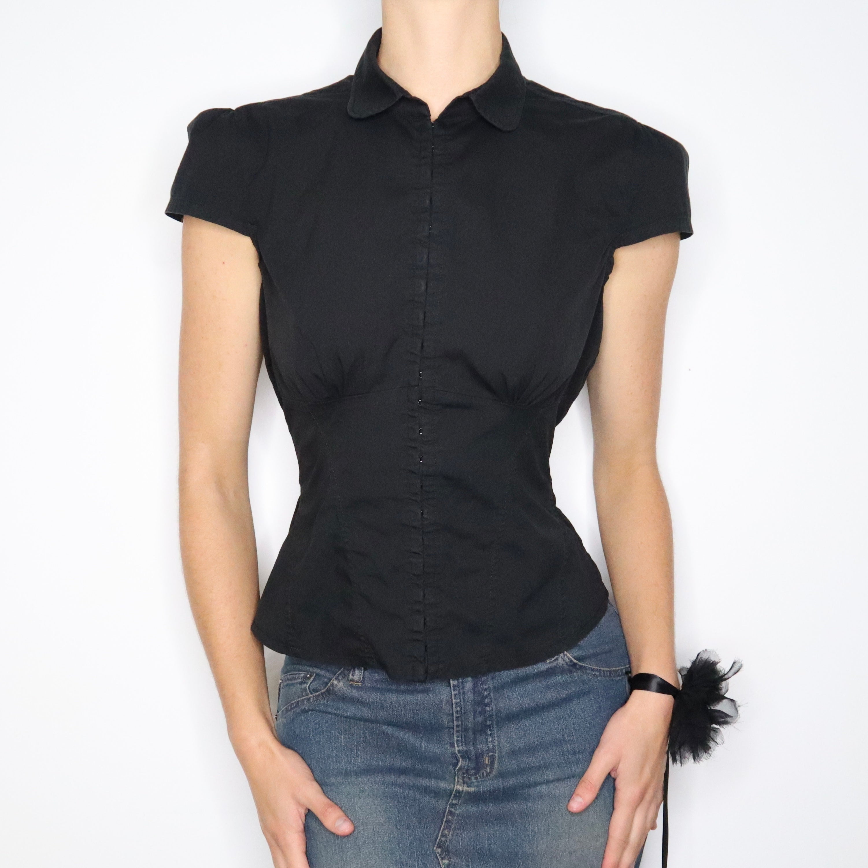 Vintage Y2K Karen Millen Black Blouse (Medium)