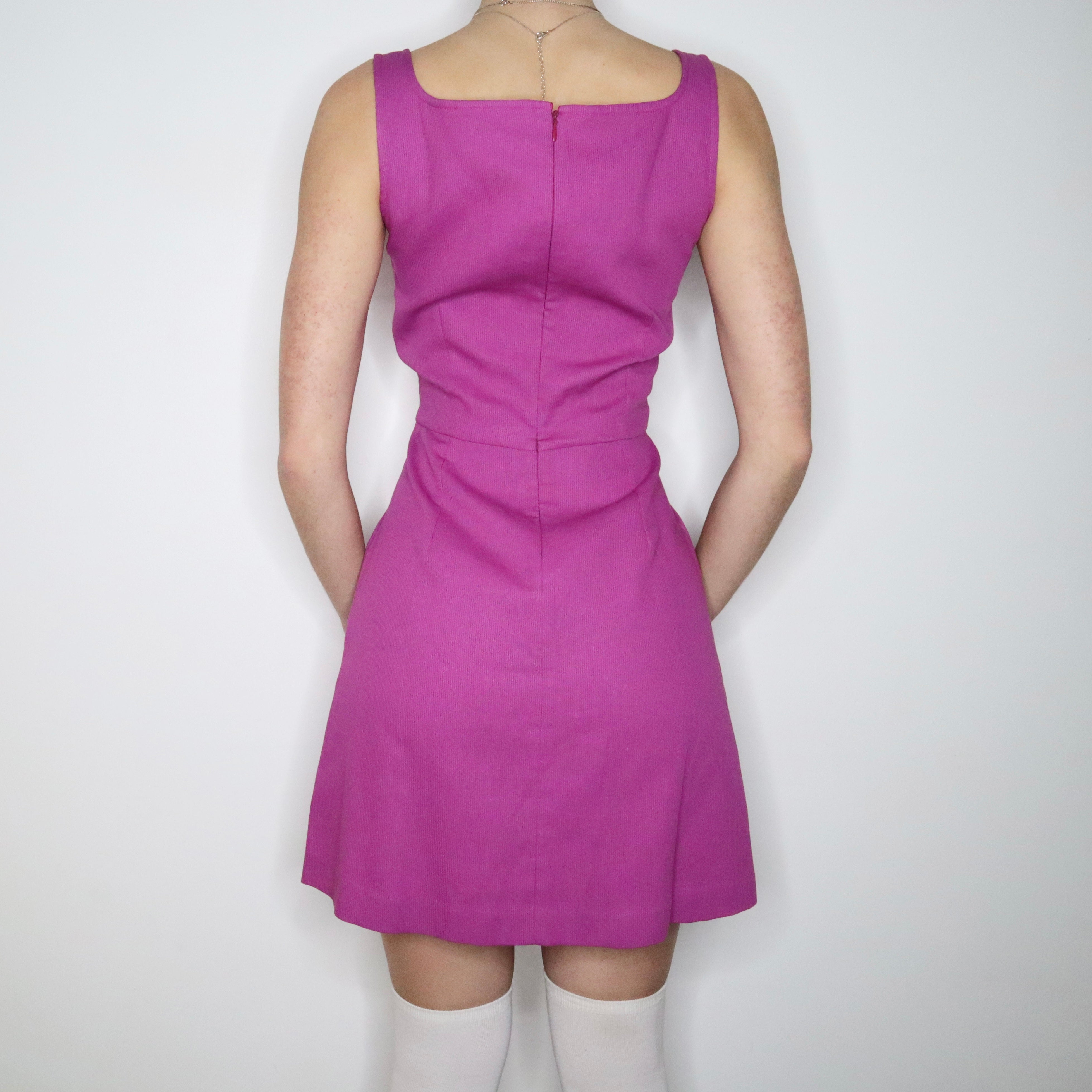 90s MISSONI Pink/Purple Square Neckline Dress (S/M)