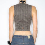 Vintage 90s Brown Tweed Waistcoat Vest (XS)