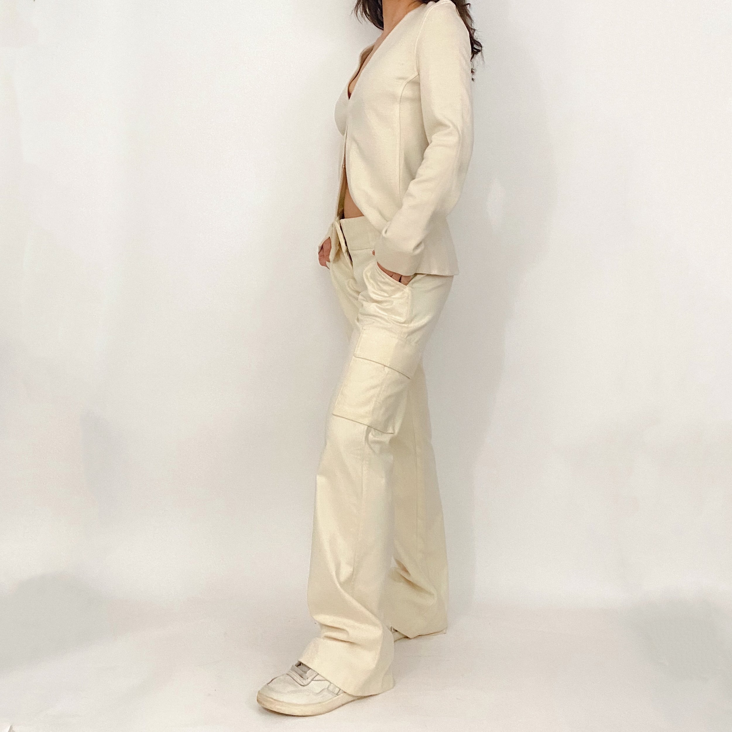 off-white cargo trouser and top set - small