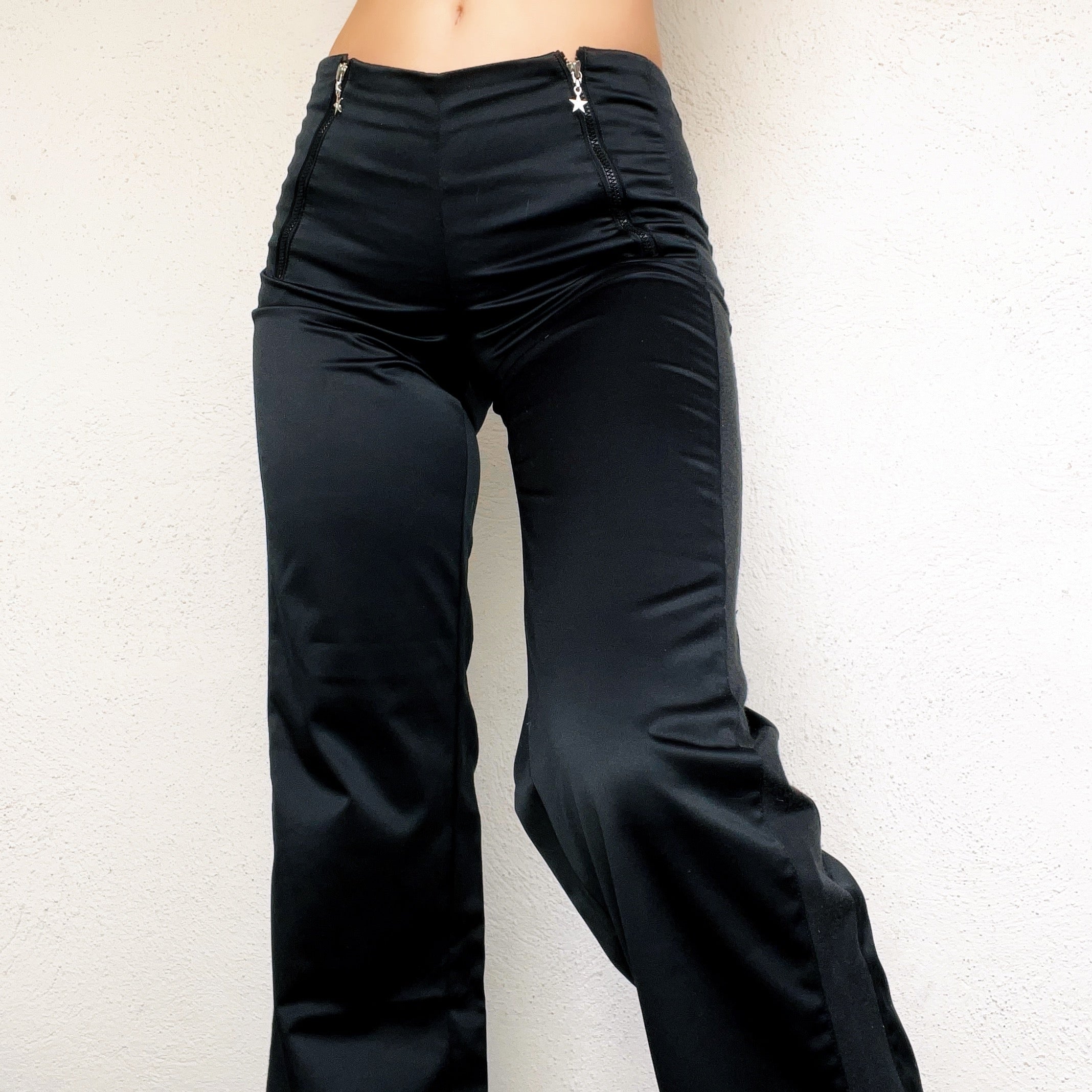 Black Satin Tommy Flare Pants