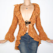French Boho Orange Cardigan (M-L)