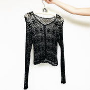 Dainty Black Crochet Cardigan