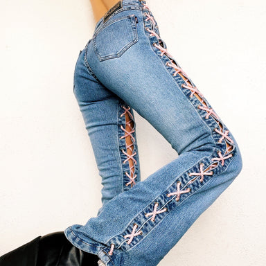 Early 2000s Lace Up Jeans — Holy Thrift