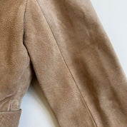Vintage belted suede & faux fur trim coat - S/M