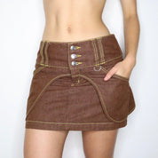 Vintage Y2K Brown Pinstripe Utility Skirt (Small)
