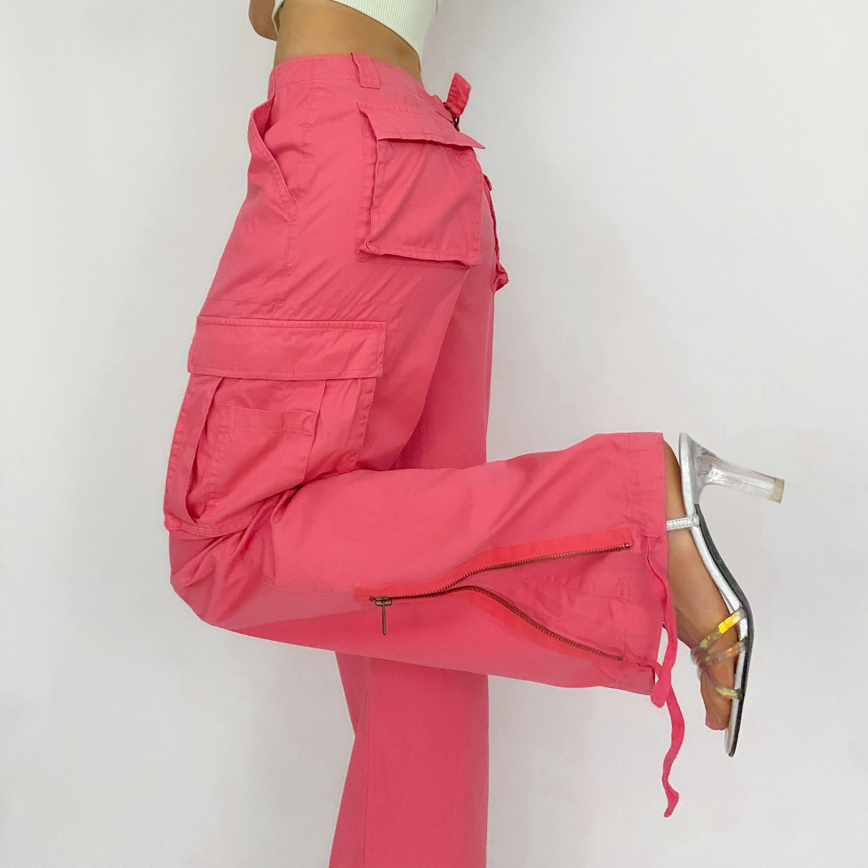 pink zipper cargos - size 4p