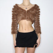 Y2K Brown Fur Bolero (M)