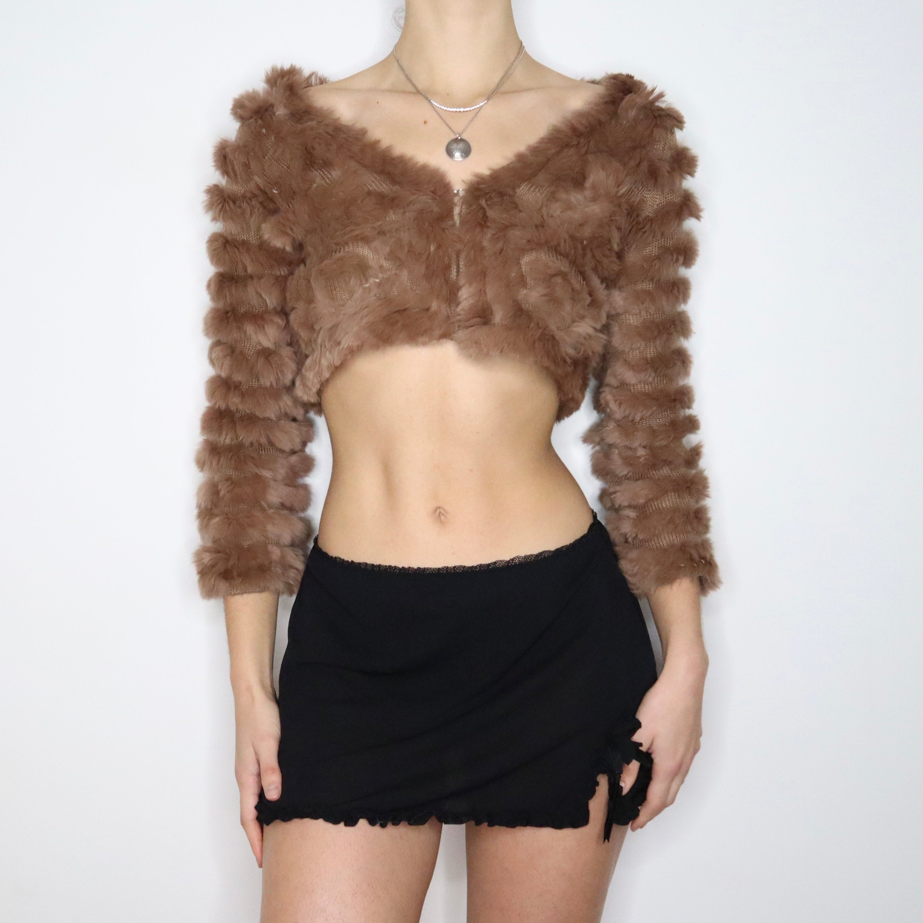 Y2K Brown Fur Bolero (M)