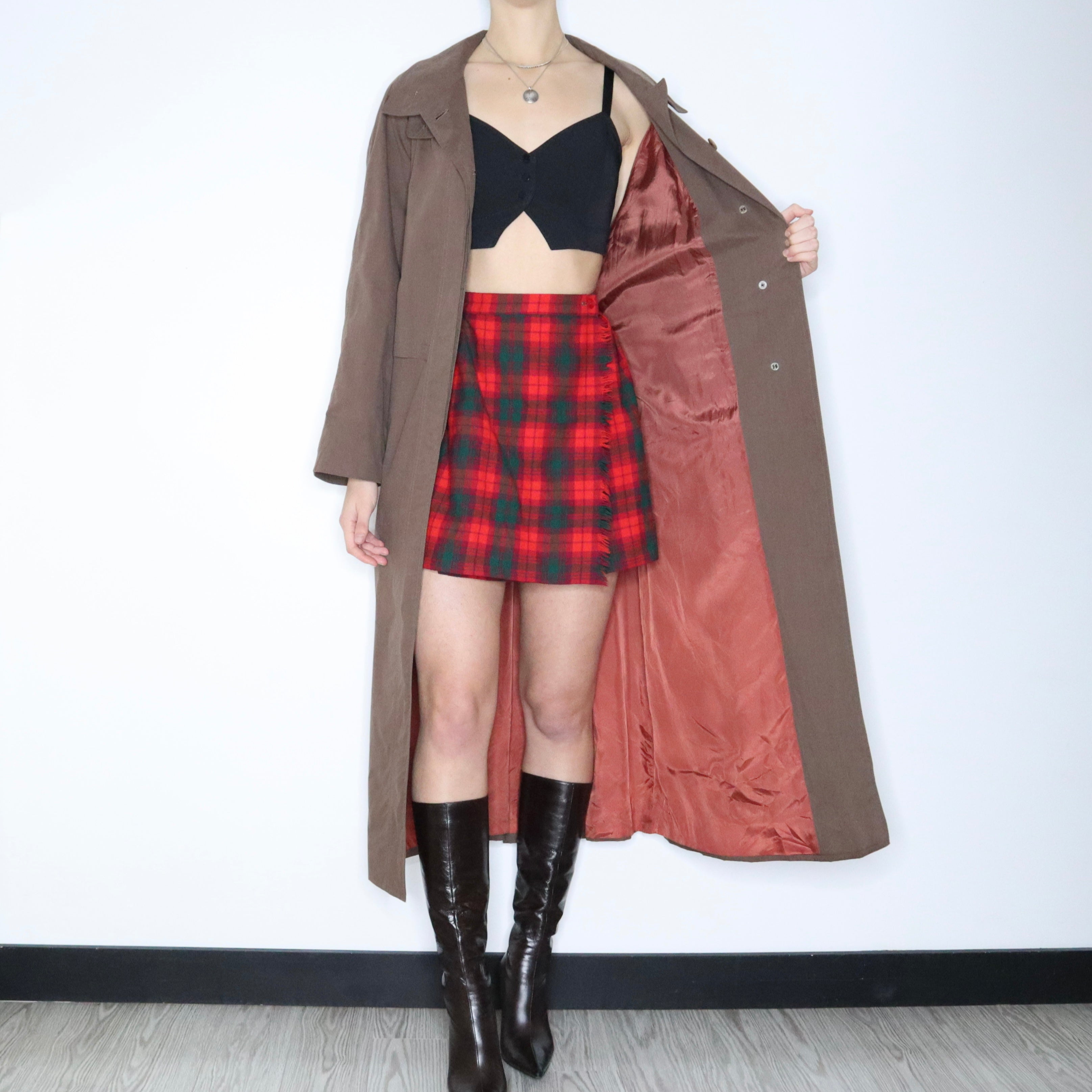 90s AQUASCUTUM Brown Trench Coat (L)