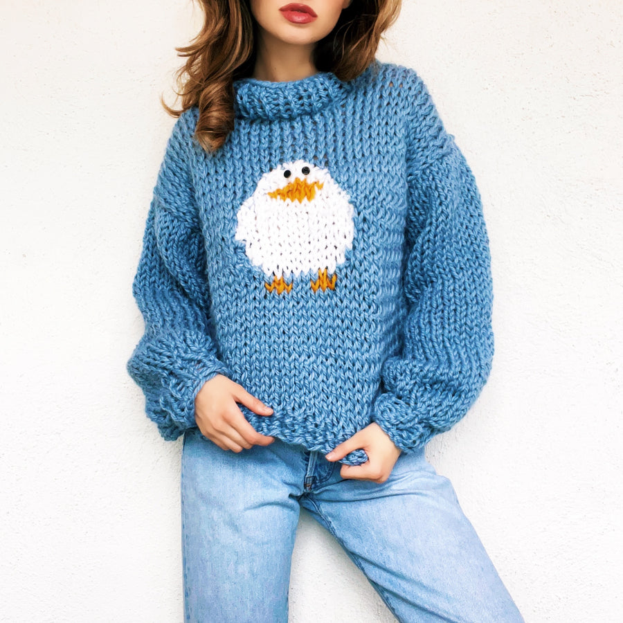 Cozy Hand Knit Duck Sweater