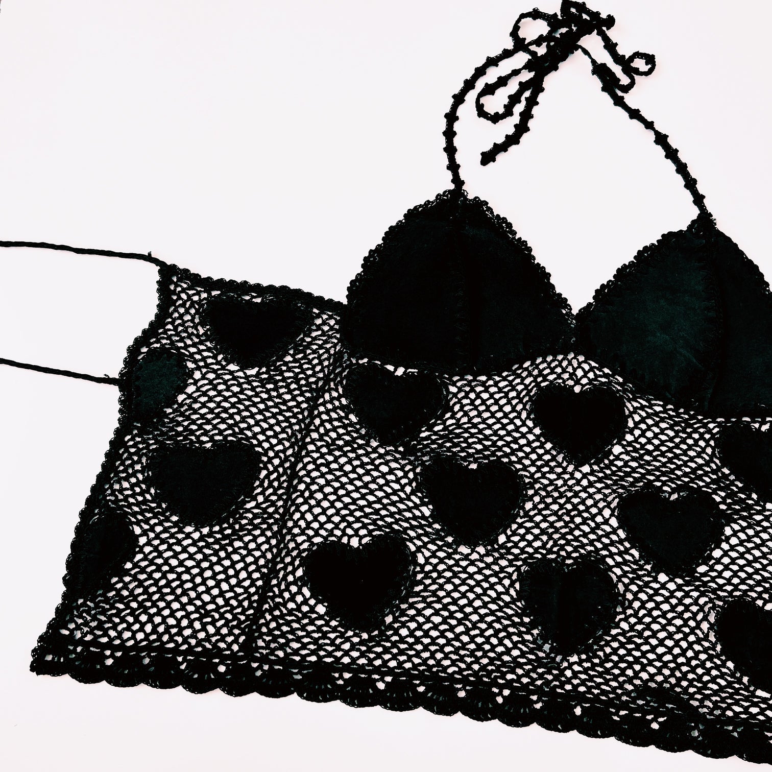Vintage Suede Crochet Halter