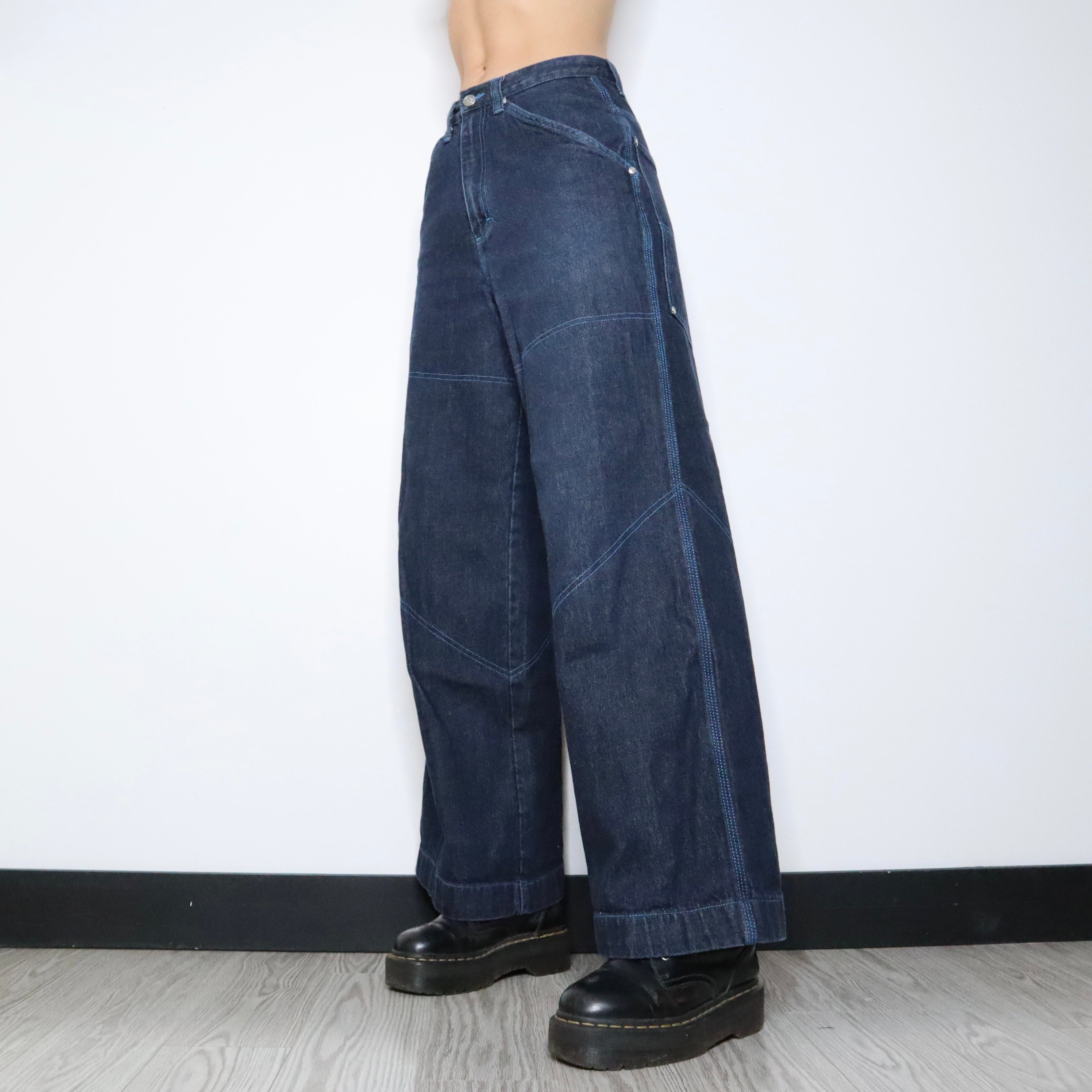 Vintage 90s Baggy Raver Wide Leg Jeans (Medium)