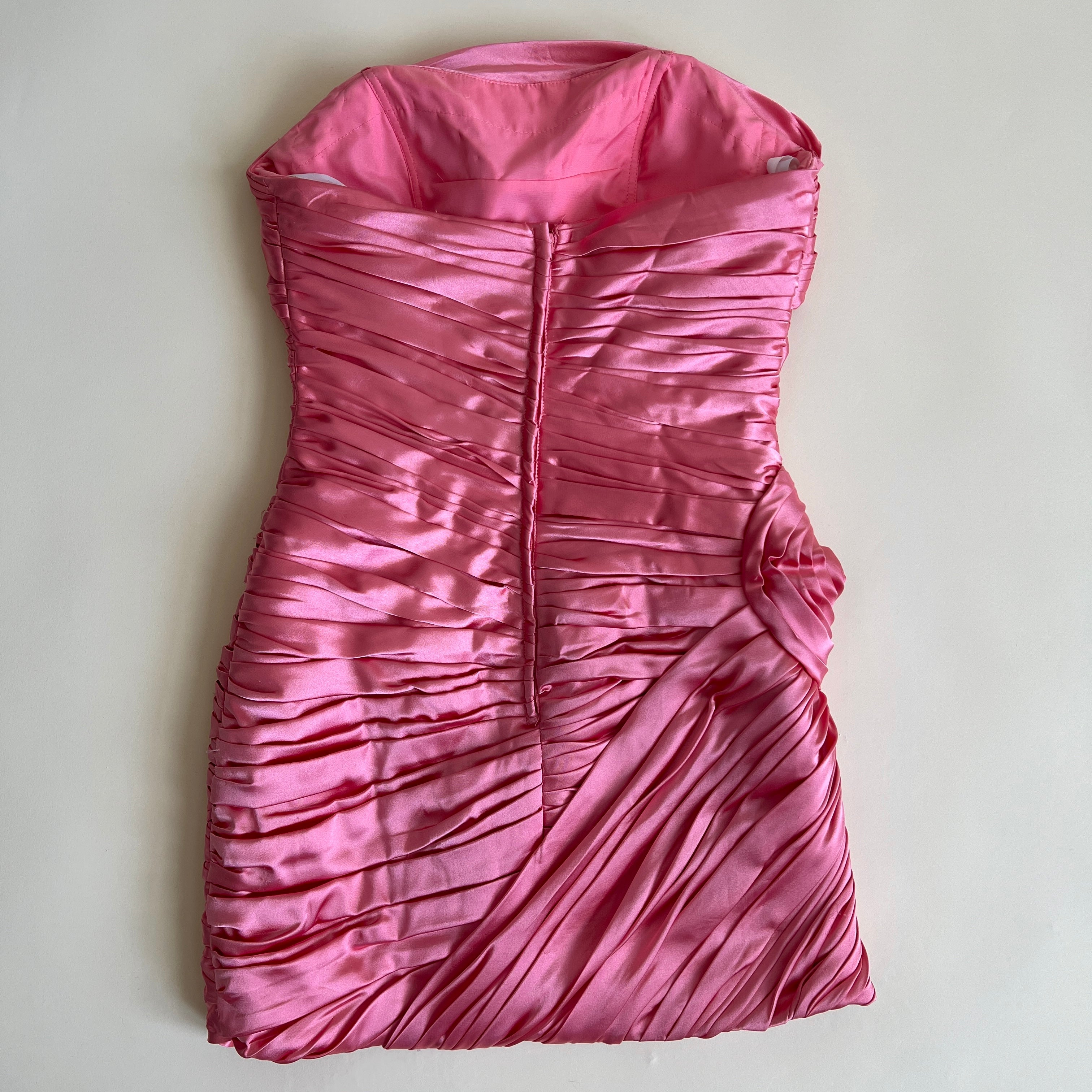 00s pink pleated mini bodycon dress (S)