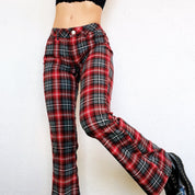 Vintage Red Plaid Flare Pants