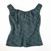 90s Ditsy Blue Floral Top