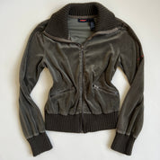 DKNY dark sage velour track jacket - M