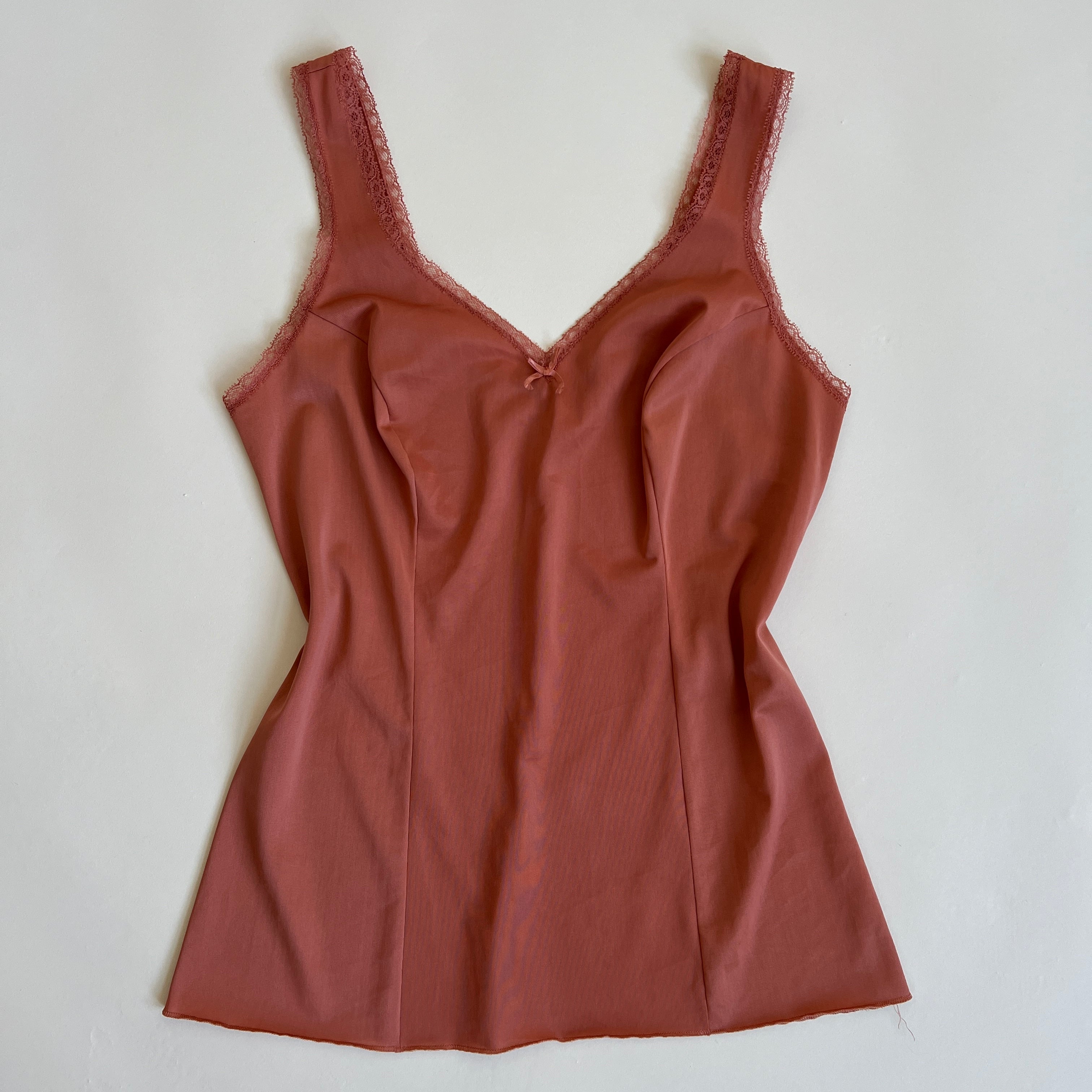 Hand dyed terracotta satin tank (M/L)