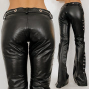 leather safety pin and grommet pants - size 4