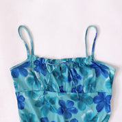 Y2K Blue Floral Mesh Mini Dress