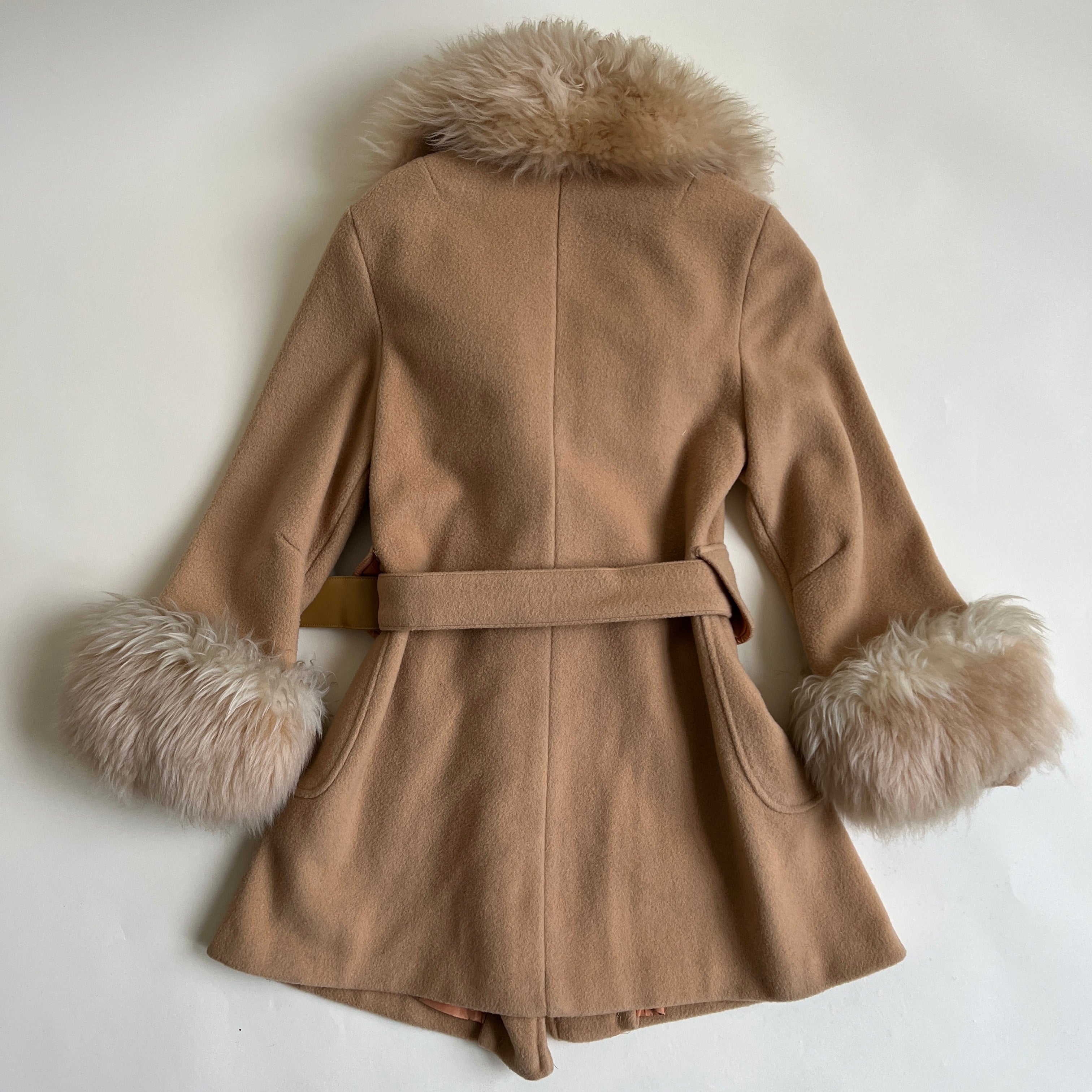 Vintage 70s fur trim pea coat - petite S/M