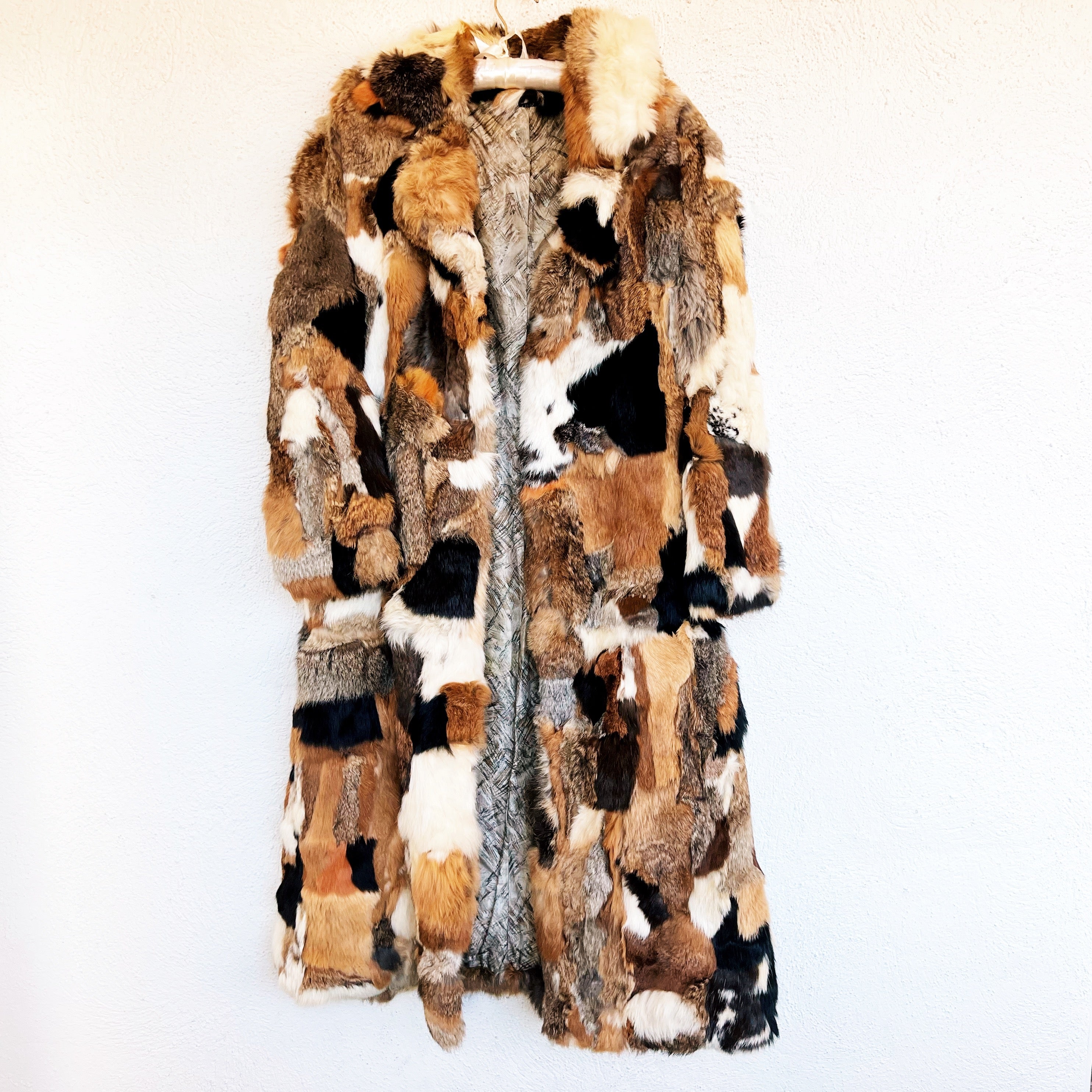Vintage Patchwork Rabbit Fur Coat
