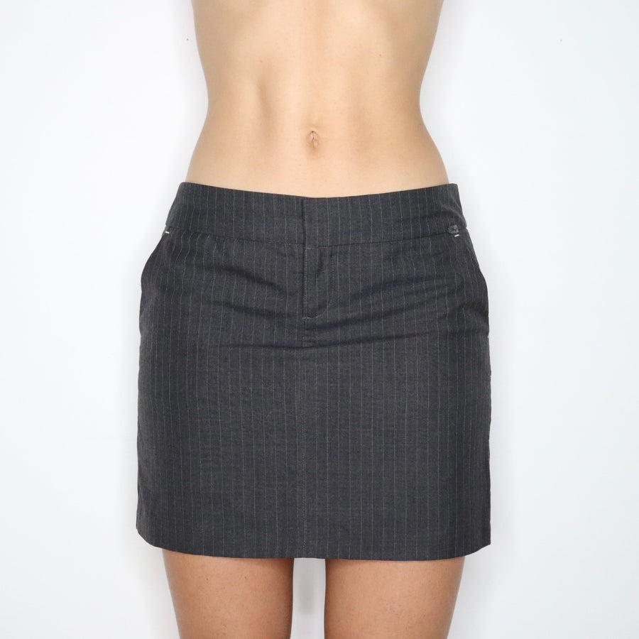 Y2K Gray Pinstripe Mini Skirt (S)