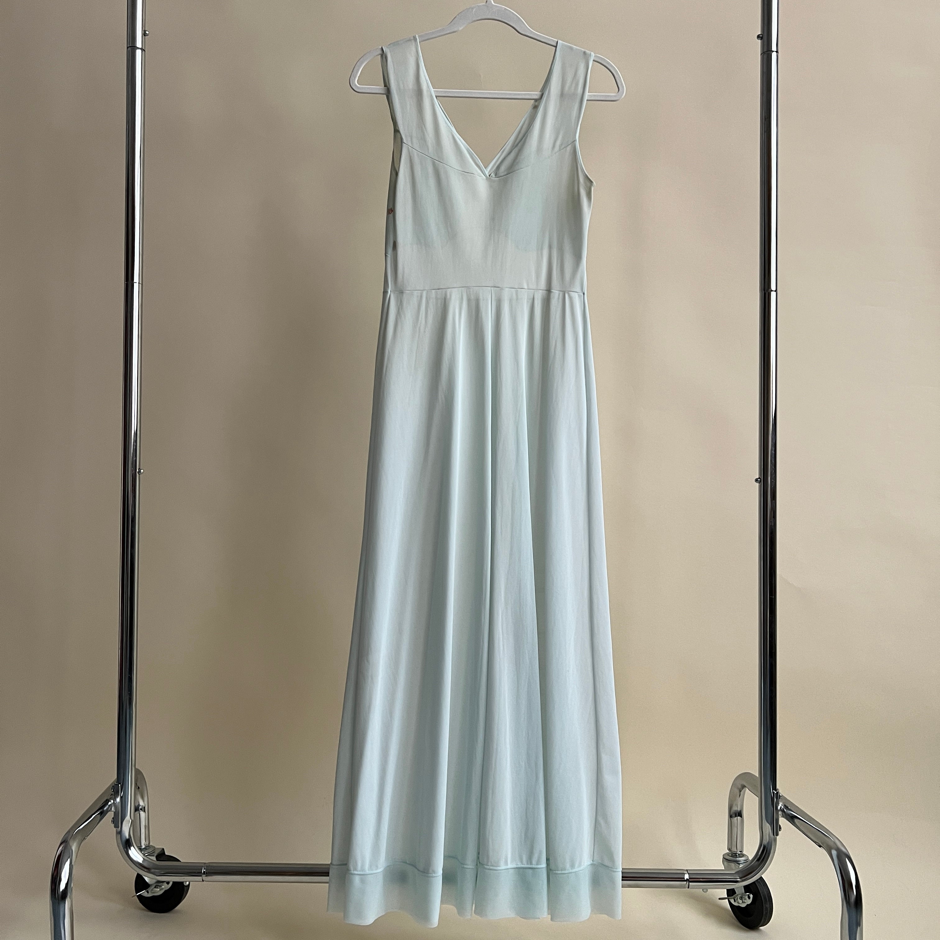 Vintage 50s baby blue sheer maxi slip (M)