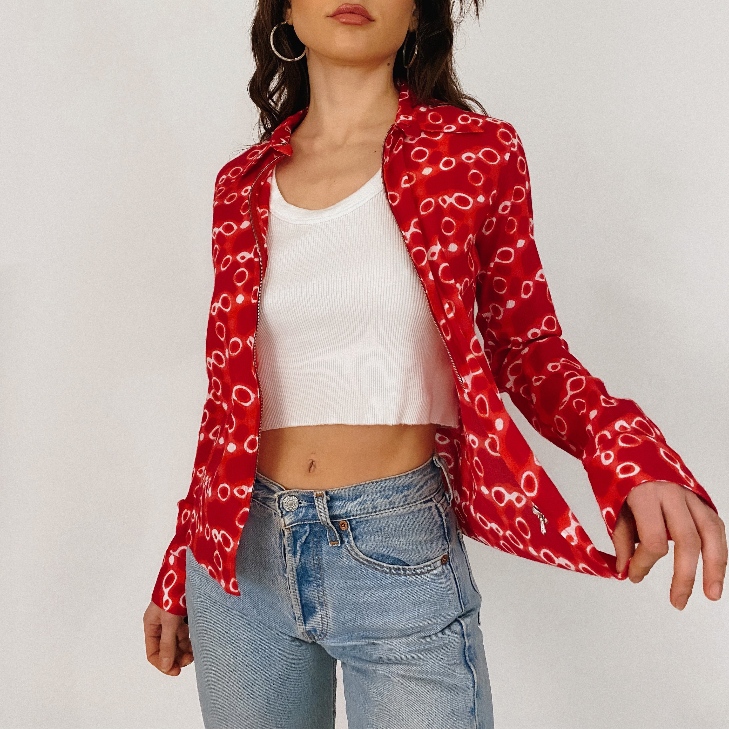 zip front blouse  - medium