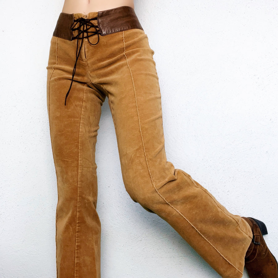 Vintage Lace Up Corduroy Pants