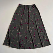 00s dark olive floral maxi skirt - M
