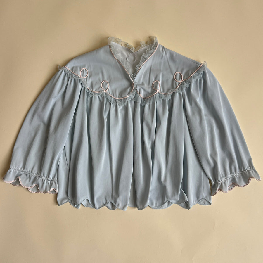 Vintage 50s blue + pink swirl bed jacket