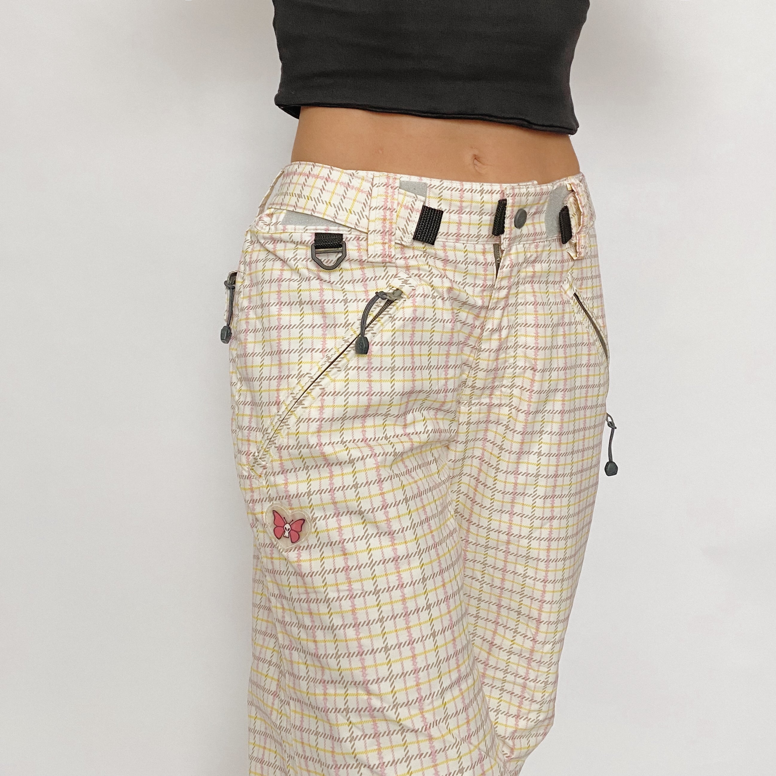 e480 butterfly plaid snow pants - extra small