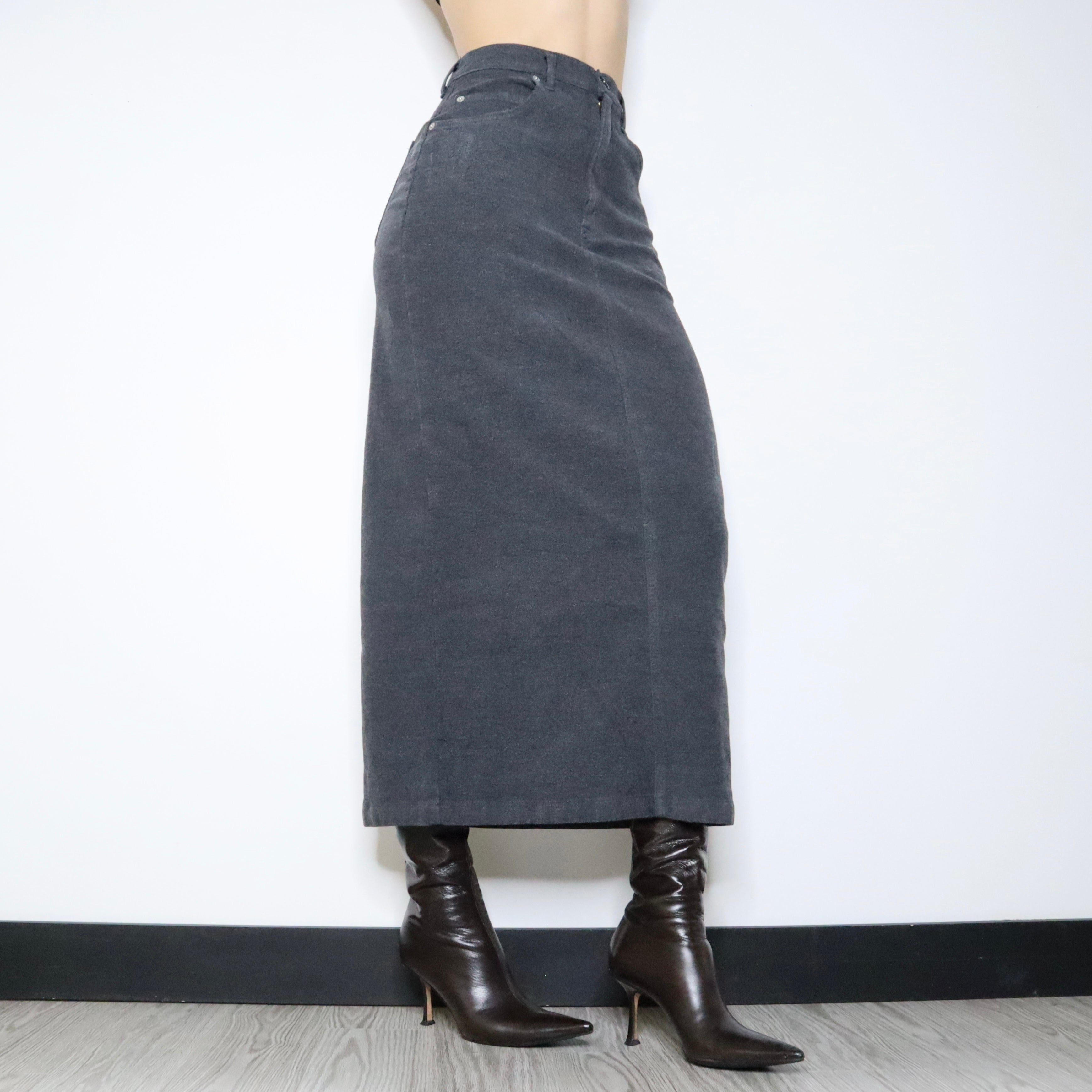 90s Gray Maxi Skirt (S/M)