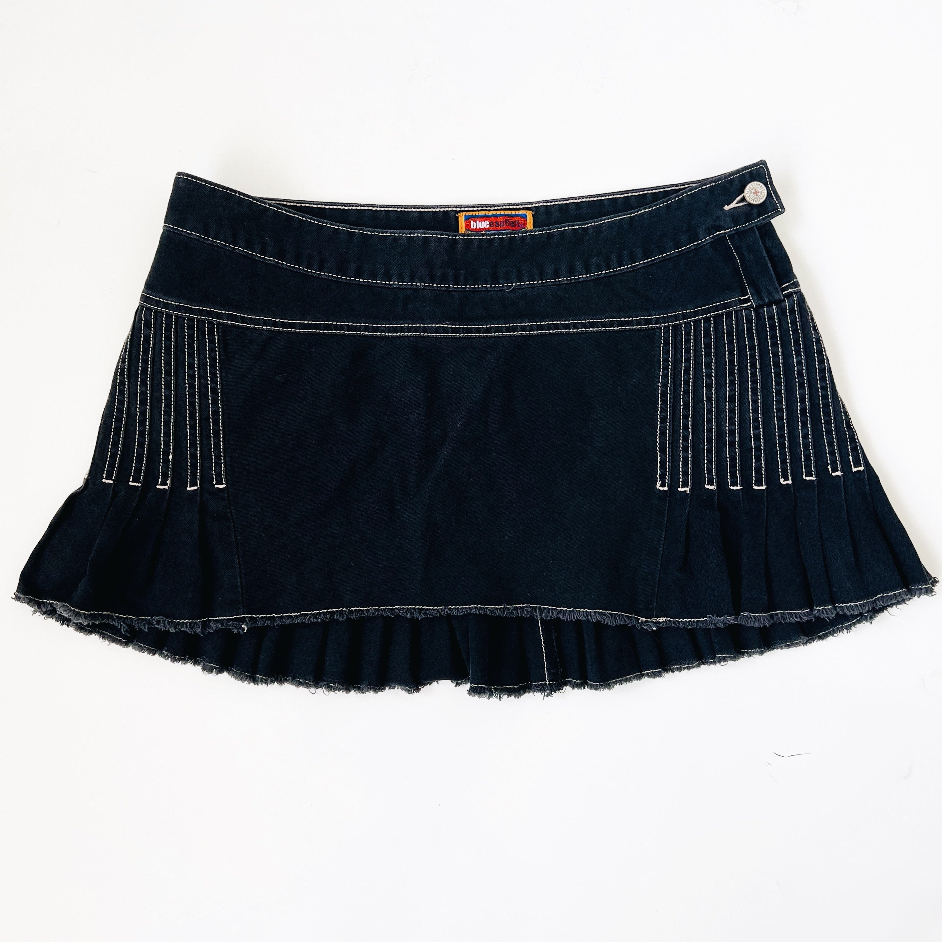 90s Pleated Denim Mini Skirt