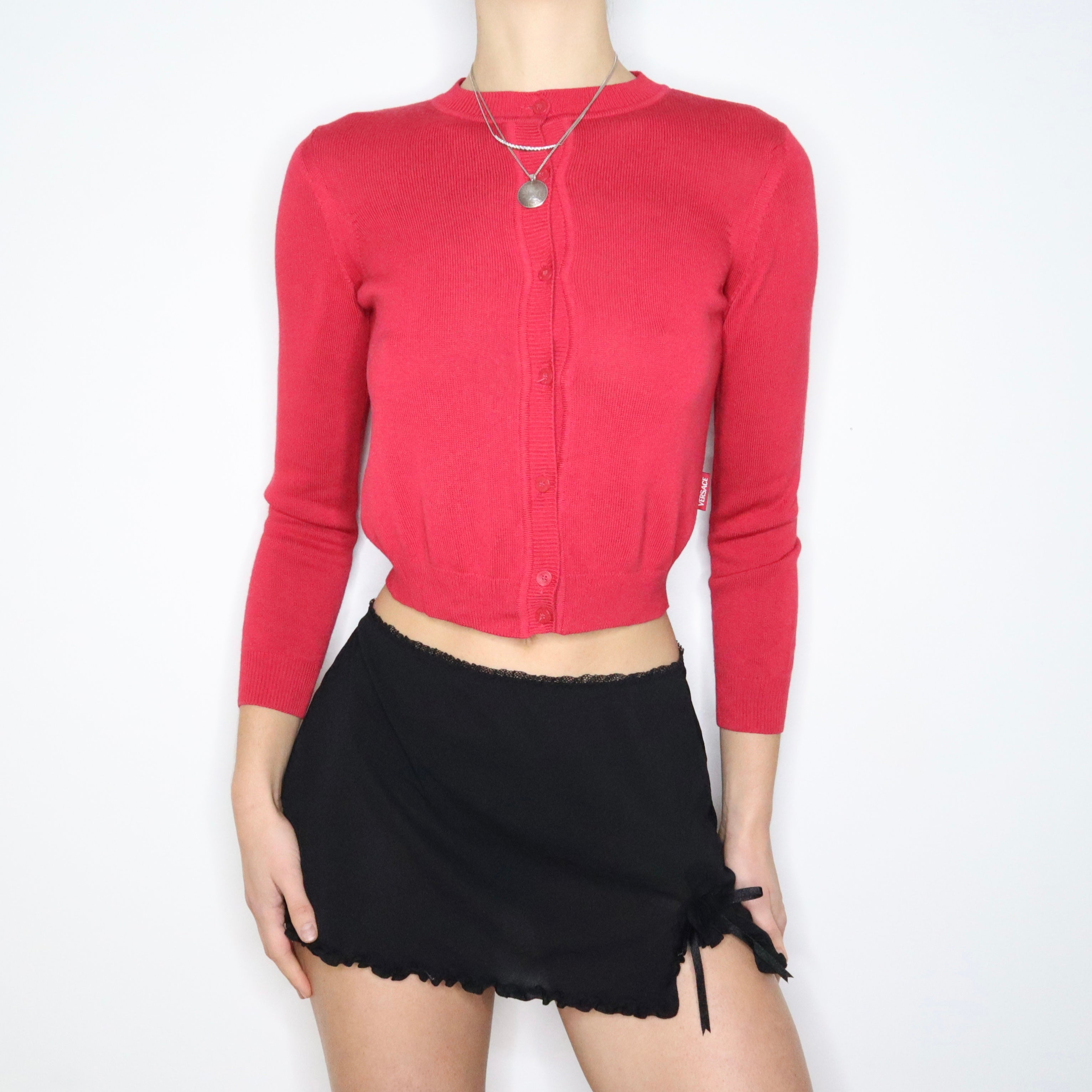 90s VERSACE Red Cardigan (XS)