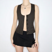 90s Brown Pinstripe Vest (S/M)