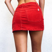 Cherry Red Corduroy Mini Skirt