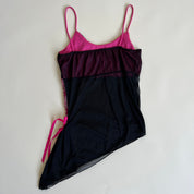 Y2K black+pink sheer club top - M