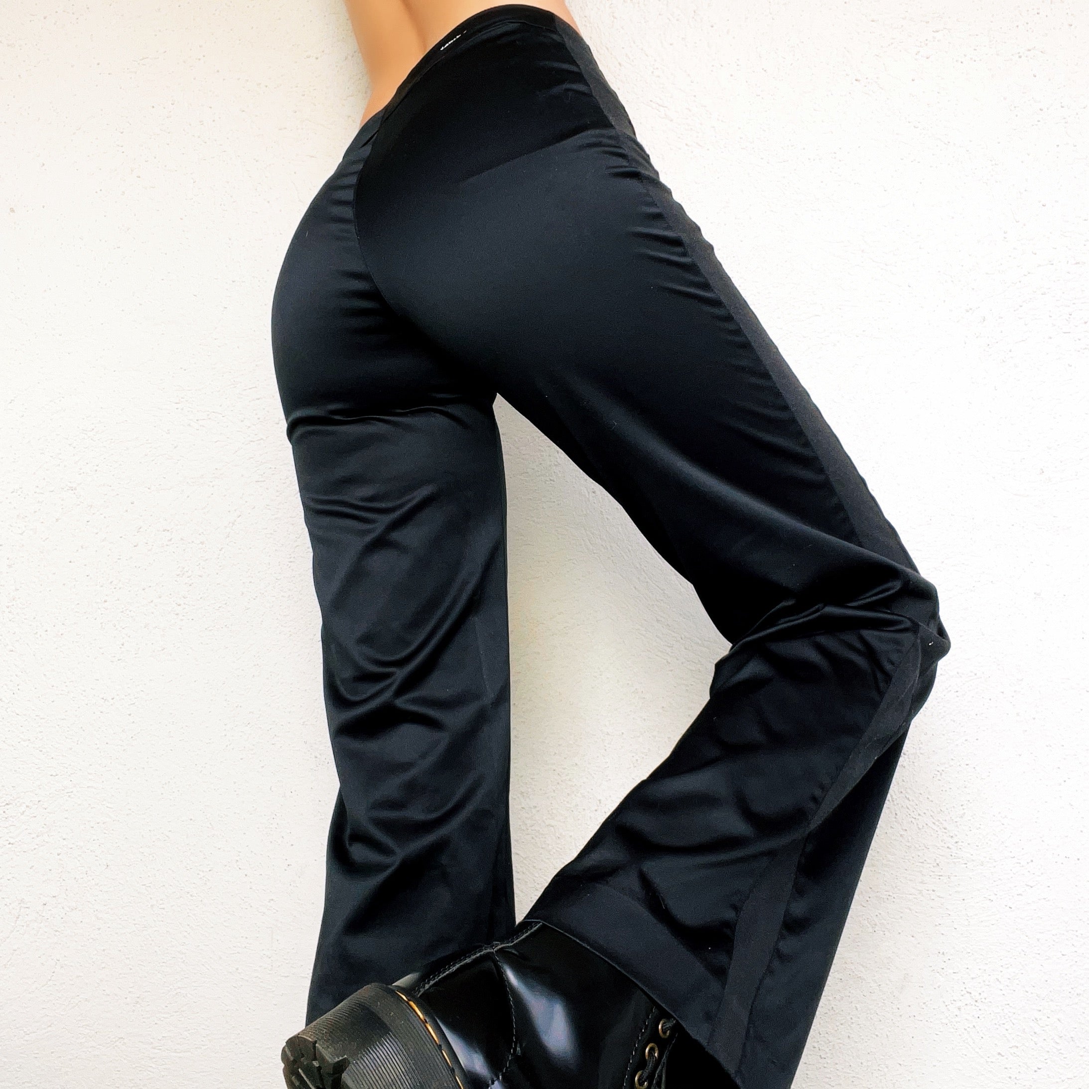 Black Satin Tommy Flare Pants