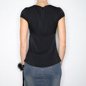 Vintage Y2K Elie Tahari Black Silk Babydoll Blouse (XS)