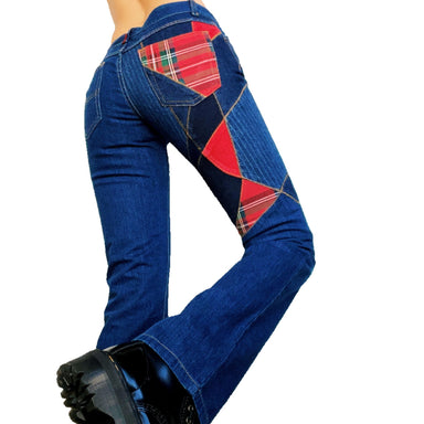 Reworked low rise flare jeans y2k patchwork light