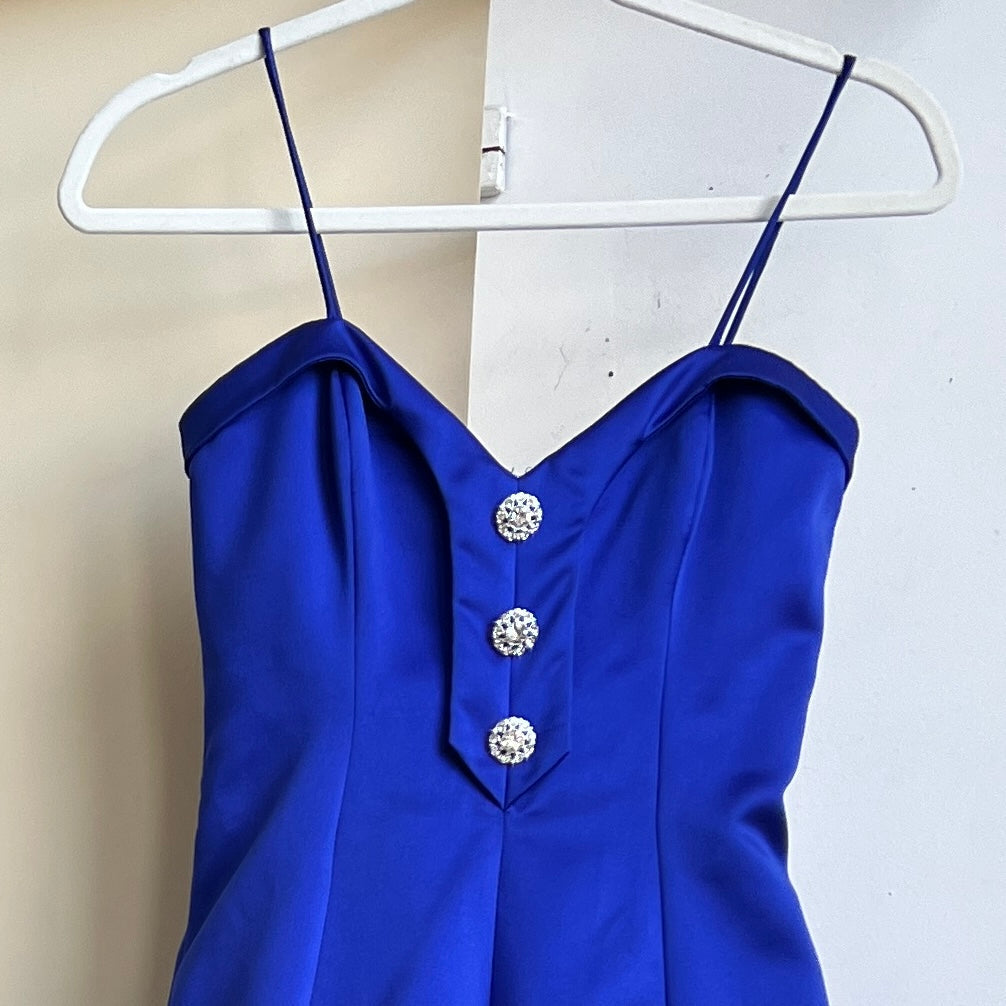80s royal blue princess gown (S)