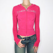 Bebe Pink Zip Up Hoodie (Small)