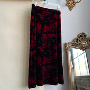 Vintage 90s black & red floral velvet 2 pc set (L/XL)