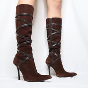 Y2K Brown Pointed Toe Boots (6.5)