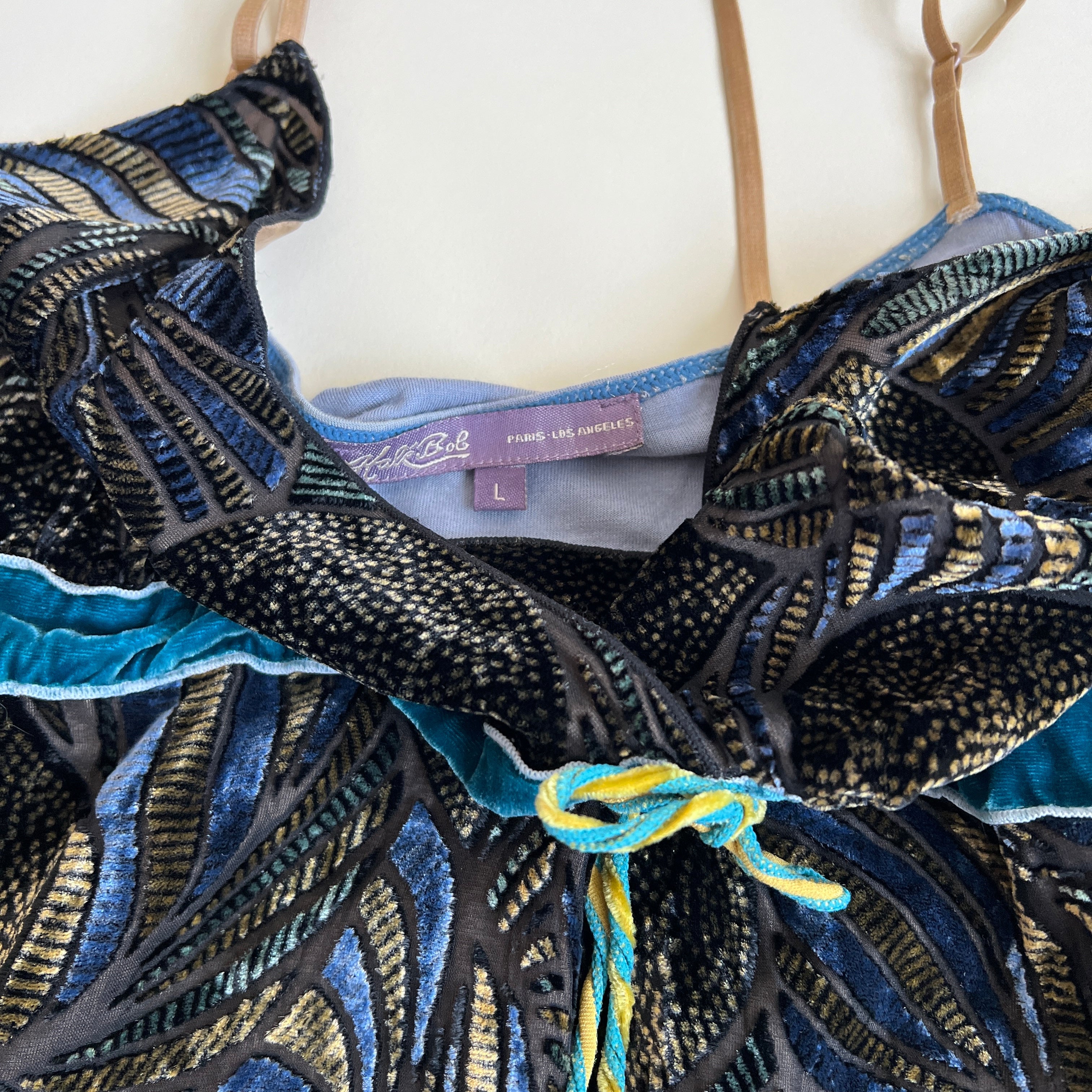 Teal peacock velvet cami (XL)