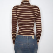 90s KOOKAI Brown Striped Turtleneck (XS/S)