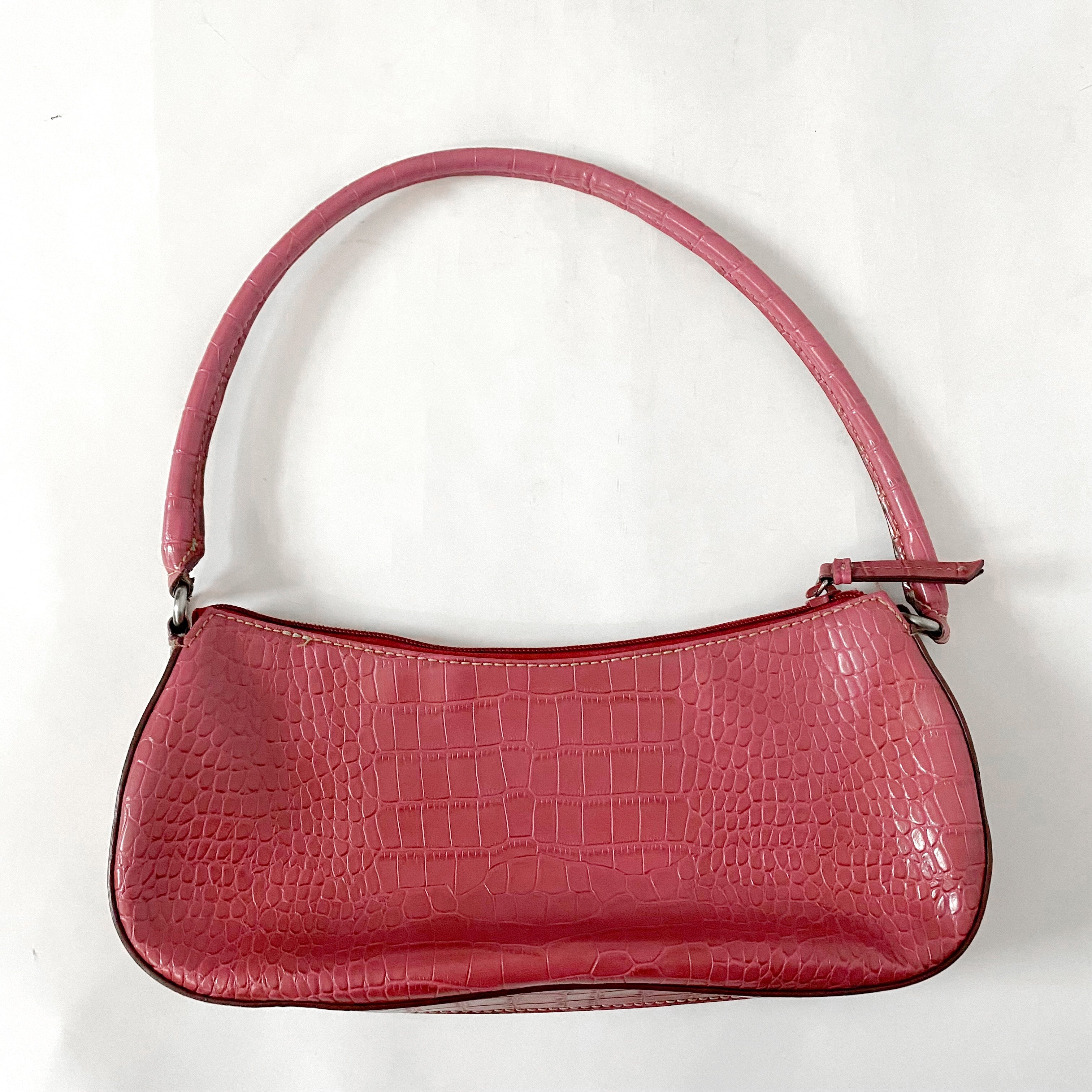mauve croc shoulder bag