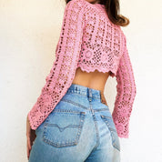 Pink Crochet Tie Front Top